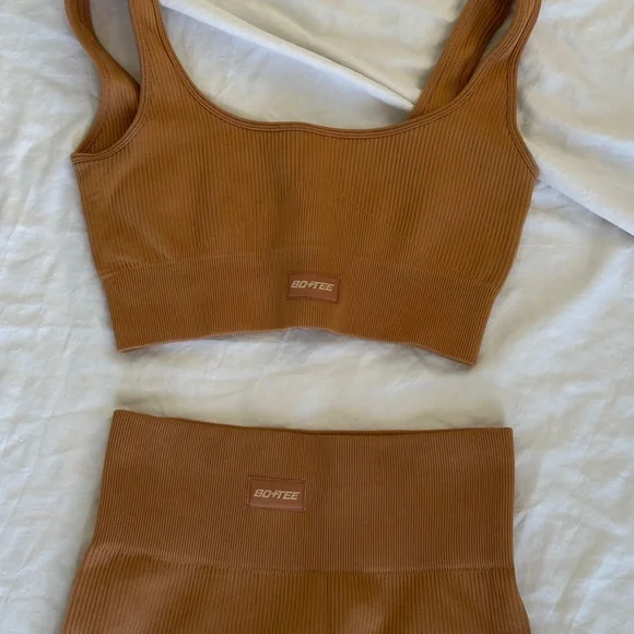 Bo+Tee Brown Ribbed Two-Piece Set - Picture 2 of 5